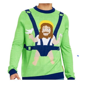 Ugly Christm Sweater Men Medium Sweet Baby Jesus Tipsy elves Holiday Pullover
